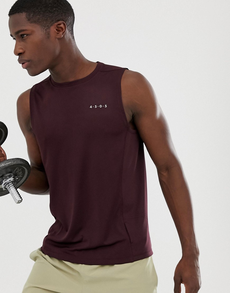 ASOS 4505 – Vinröd ärmlös tränings-t-shirt i snabbtorkande material