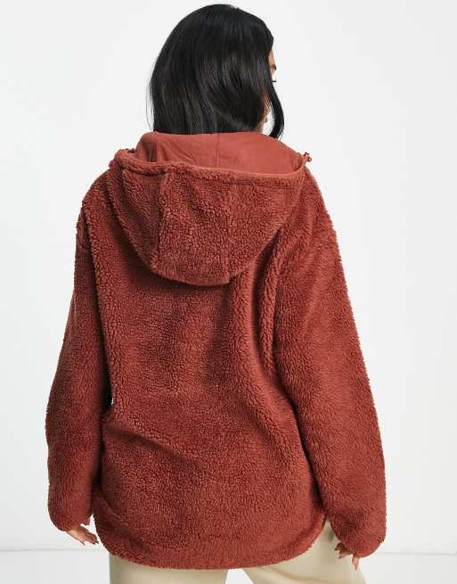 ASOS 4505 – Wanderjacke aus Teddyfell mit kurzem 1/4-Reißverschluss in Orange, 2 von 4