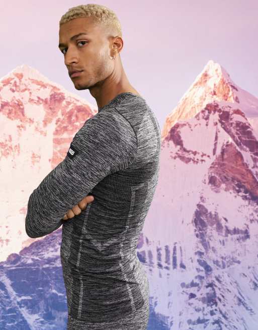 ASOS 4505 warm base layer top in seamless knit space dye grey