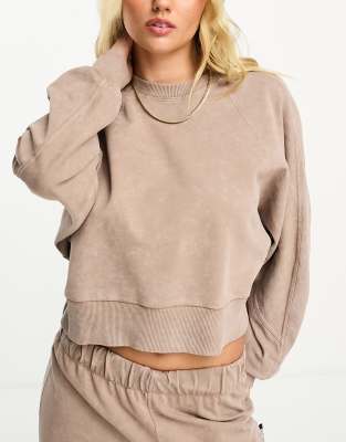 ASOS 4505 washed sweat with seam detail-Brown