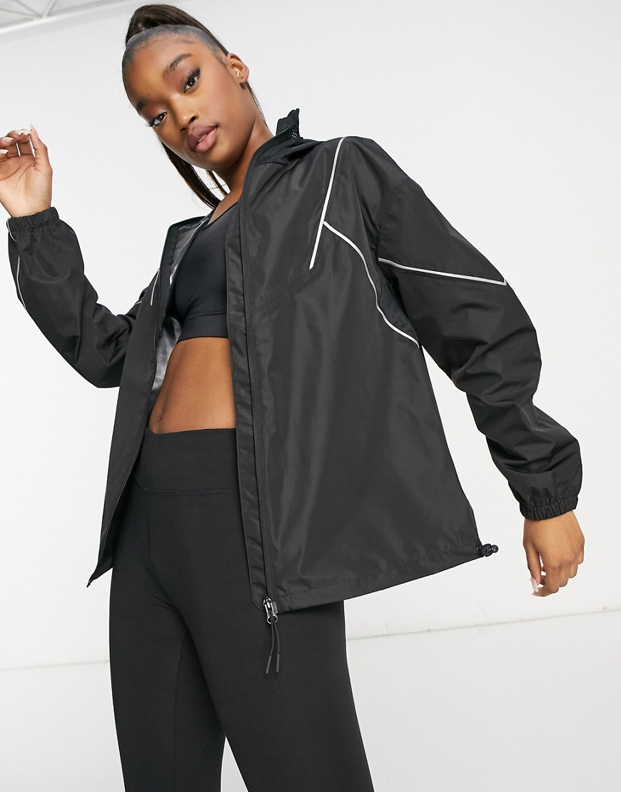 Asos Design 4505 Water Resistant Running Jacket With Mouth Cover-black