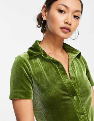 ASOS 4505 wide leg jumpsuit in olive velour | ASOS