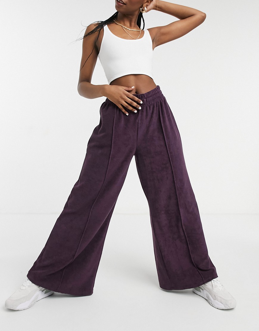 ASOS 4505 wide leg pants in towelling-Purple