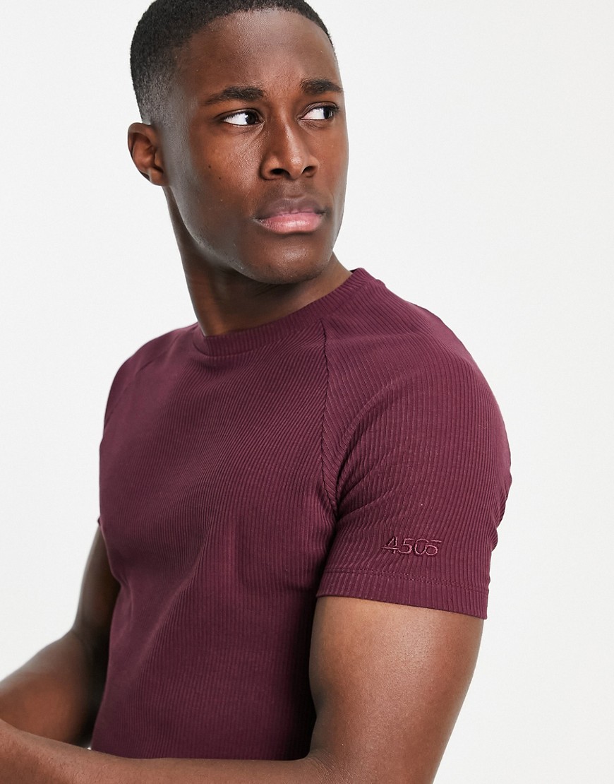 ASOS 4505 workout T-shirt in ribbed jersey-Red