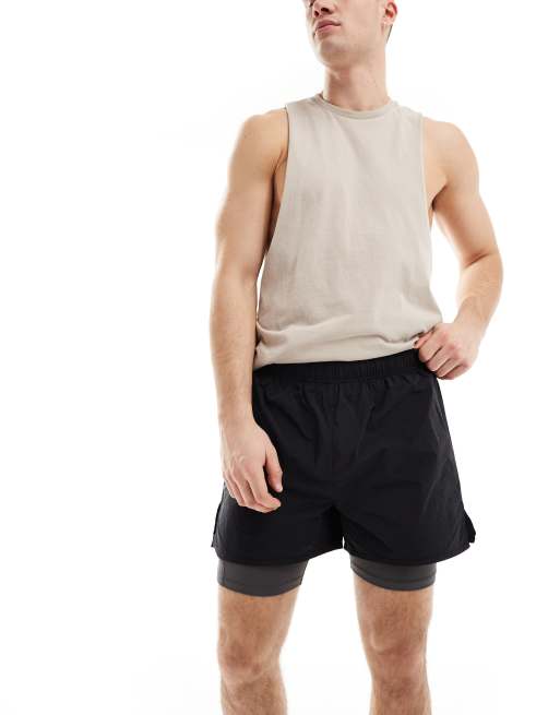 ASOS 4505 woven 2-in-1 runner shorts in black, 2 of 5