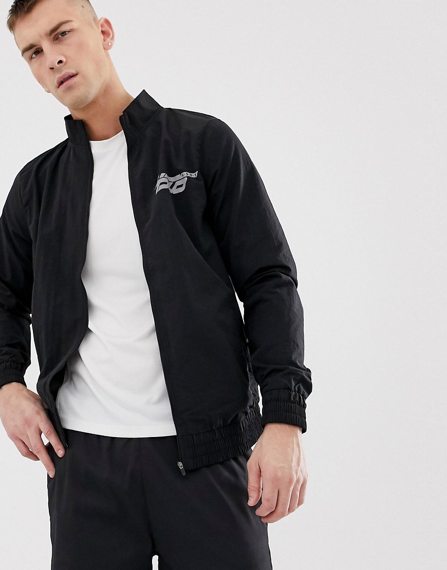 ASOS 4505 woven track jacket with reflective print-Black
