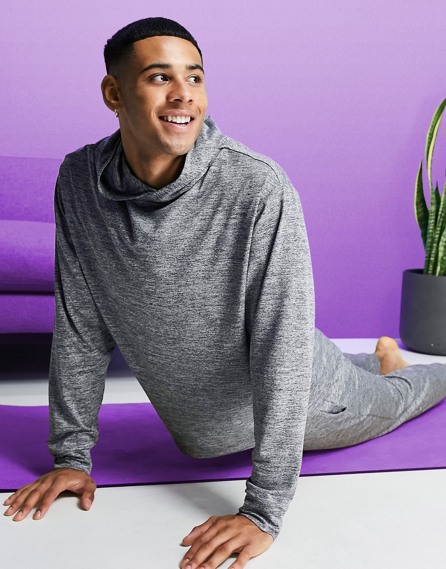 ASOS 4505 yoga hoodie in soft touch gray heather-Grey