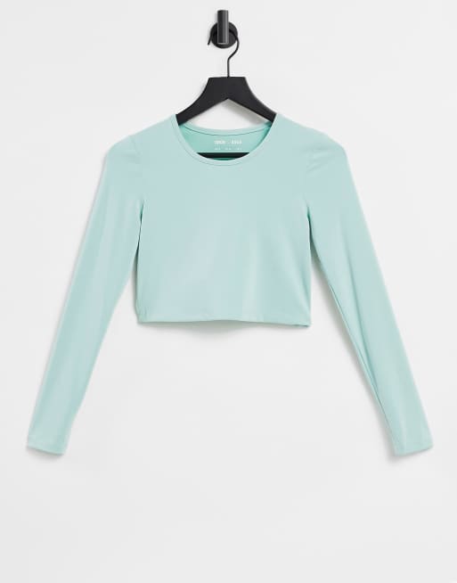 ASOS 4505 yoga long sleeve crop top in soft touch with open tie back