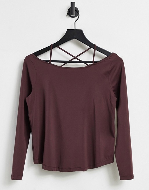 ASOS 4505 yoga long sleeve layering top with halter detail