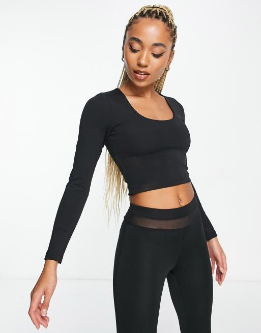 ASOS 4505 yoga long sleeve top with inner bra