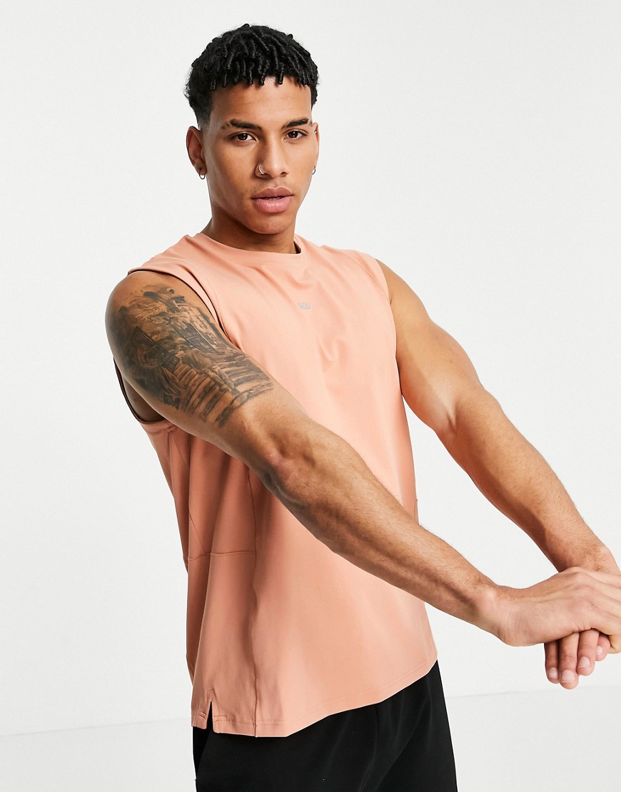ASOS 4505 yoga sleeveless t-shirt in soft touch jersey-Orange