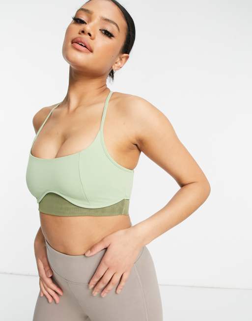 Binding Detail Mesh Bra Green