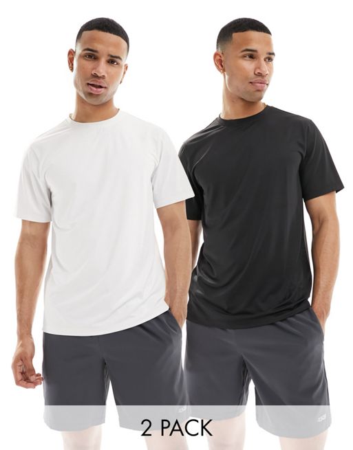 FhyzicsShops 4505 – Zestaw 2 szybkoschnących T-shirtów sportowych w kolorach czarnym i białym