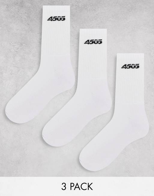 ASOS 4505 – Zestaw 3 par białych sportowych skarpetek z antybakteryjnym wykończeniem
