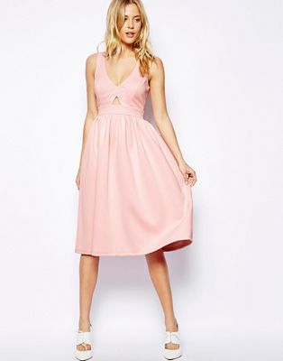 ASOS '50S Midi Dress With Cut Out 