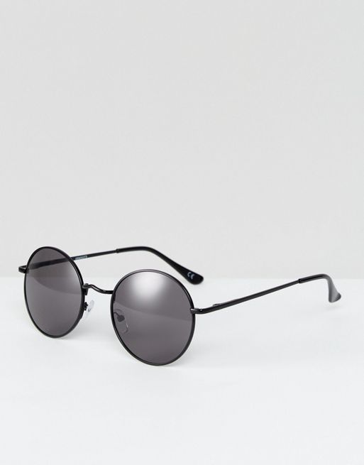 Asos 90s Metal Round Sunglasses In Black Asos 