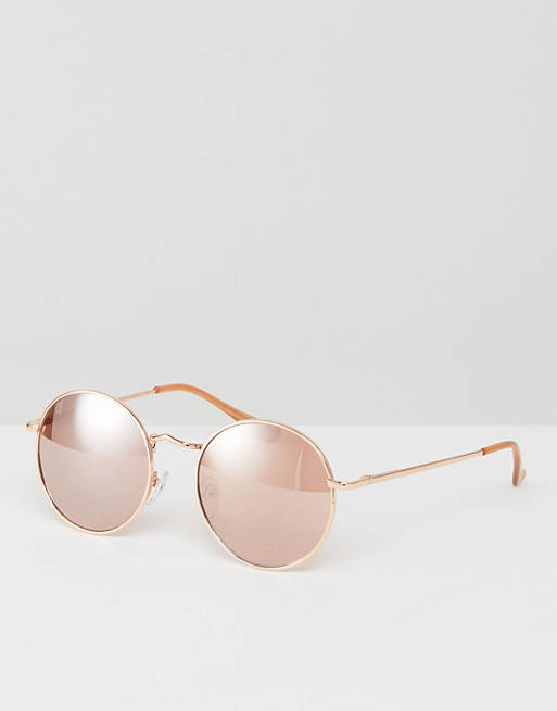 ASOS 90s metal round sunglasses in rose gold