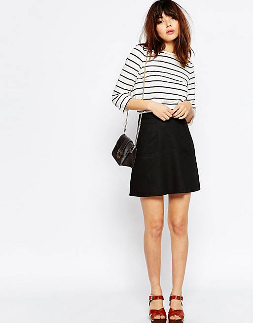 ASOS A-Line Linen Skirt with Pocket Detail | ASOS