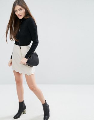 ASOS A-Line Mini Skirt with Scallop Hem