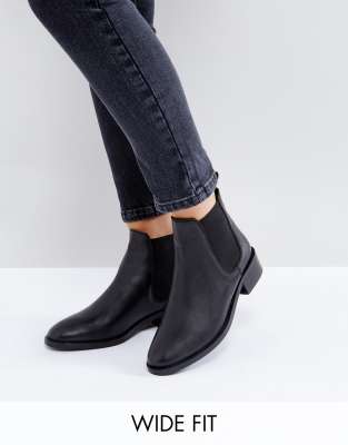 wide fit black leather chelsea boots