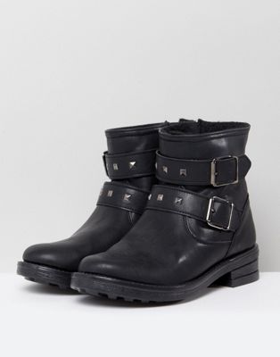 wide fit biker ankle boots