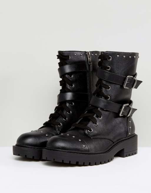 Studded best sale military boots