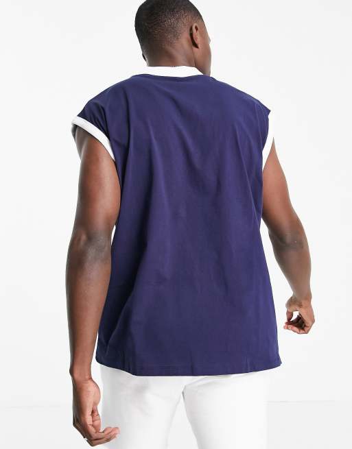 ASOS Actual basketball tank with embroidered chest logo in navy, 2 of 4