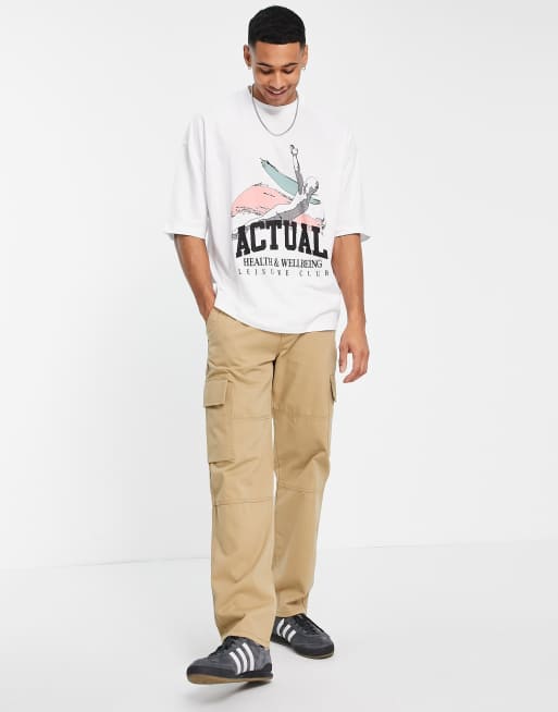 ASOS Actual – Biały T-shirt oversize z grafiką Leisure Club, 3 z 4
