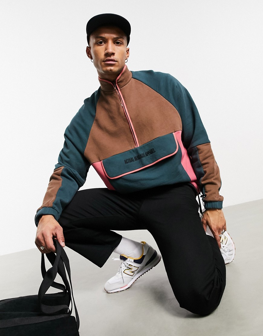 ASOS Actual – Blockfärgad sweatshirt i oversize-modell med kort dragkedja-Olika färger