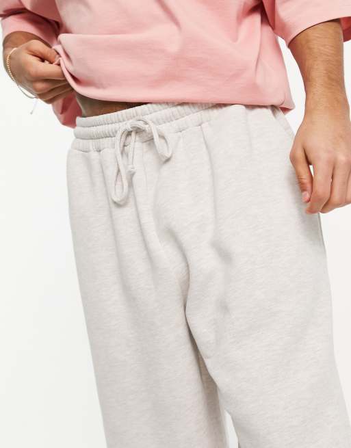 ASOS Actual - Børstede joggingbukser med logo i beigemeleret - Del af sæt, 2 af 4