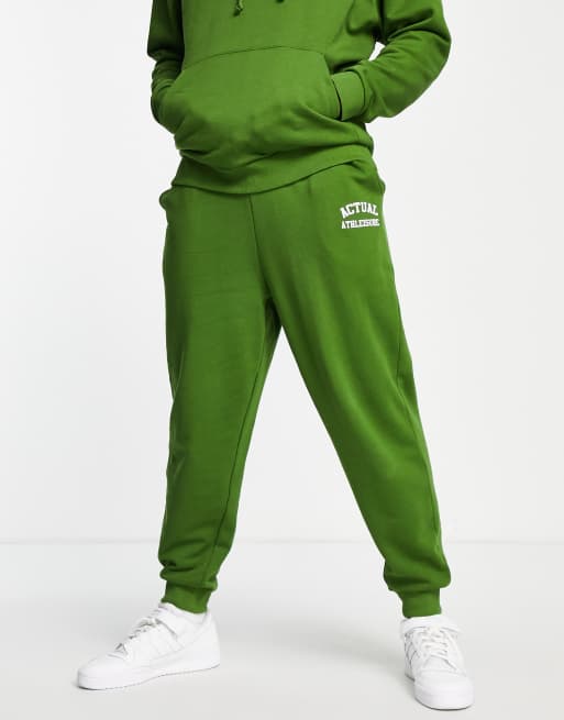 ASOS Actual co-ord relaxed with athleisure back logo print in green