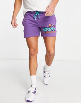 ASOS Actual co-ord runner short with graphic print in purple