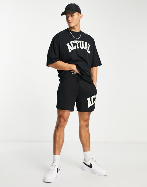 ASOS Actual – Czarny T-shirt oversize z logo, część zestawu