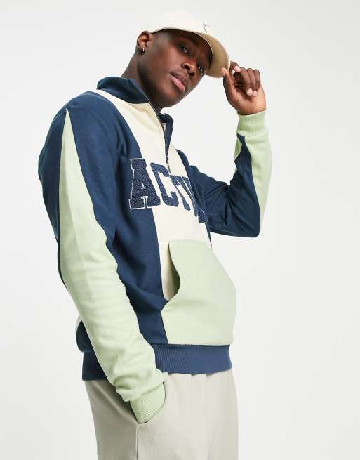 ASOS Actual – Grünes Oversize-Sweatshirt aus Polarfleece mit Stehkragen und Logo im Farbblockdesign, 4 von 4
