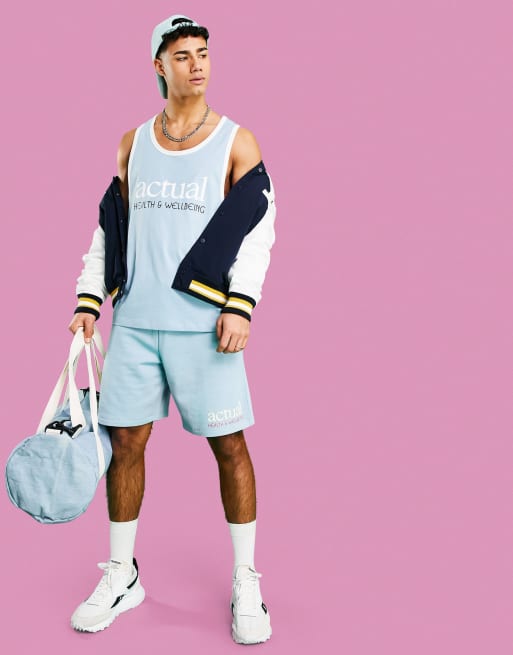 ASOS Actual - Health and Wellbeing - Lyseblå top med grafisk print, 4 af 4