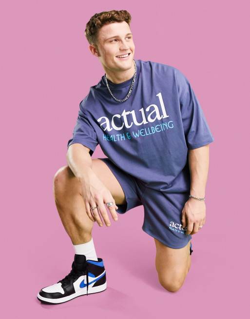 ASOS Actual health and wellbeing set with logo print in navy | ASOS