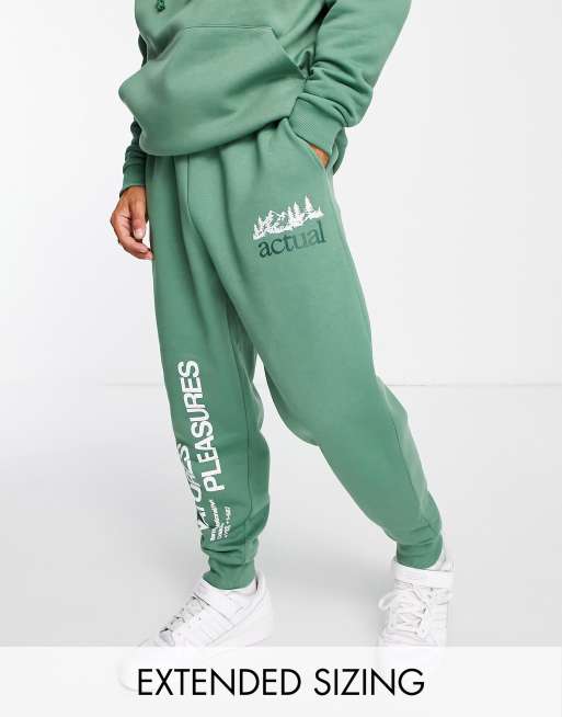 ASOS Actual - Joggers comodi verdi con stampa in coordinato