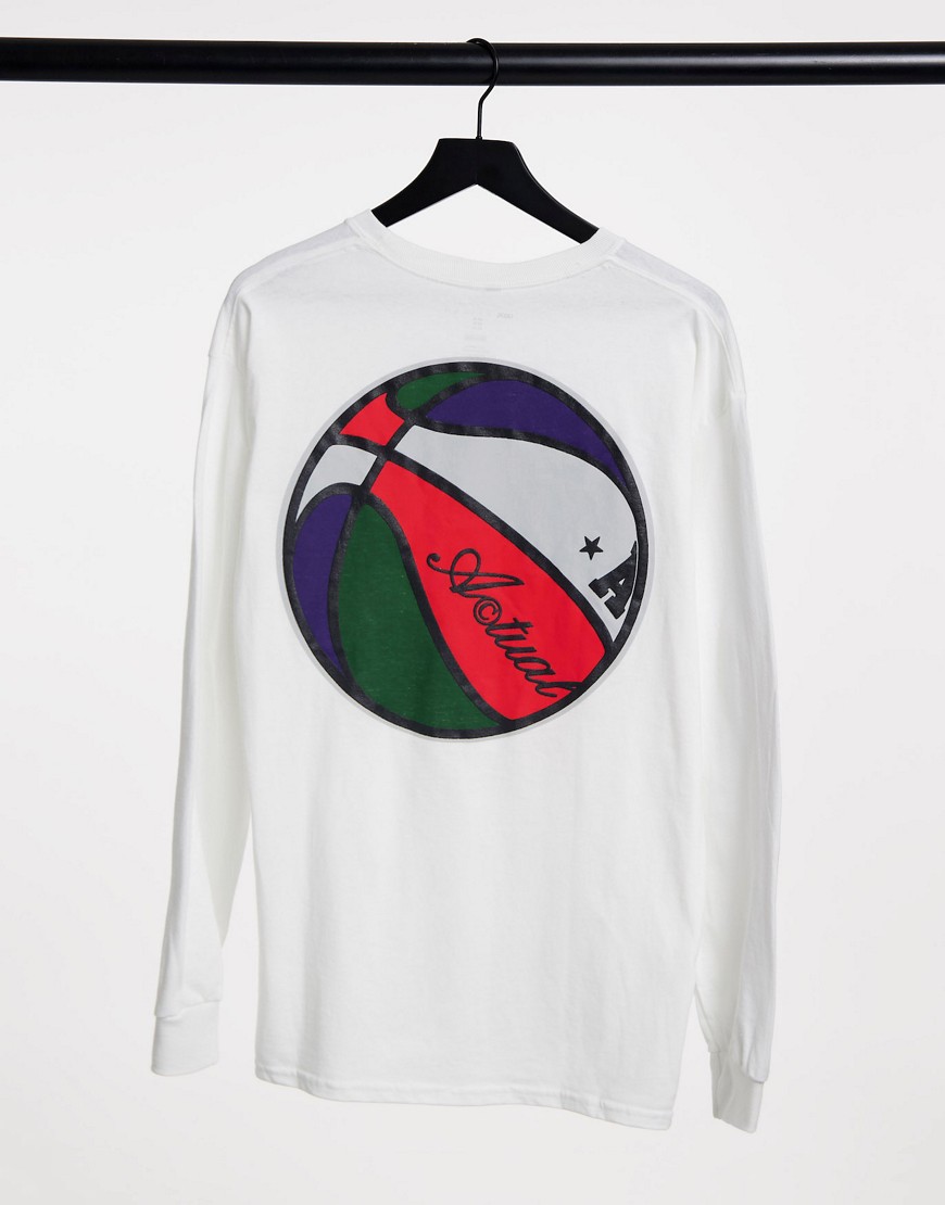 ASOS Actual long sleeve t-shirt in white with back print