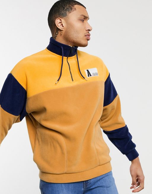 ASOS Actual oversized half zip sweatshirt in fleece with logo | ASOS