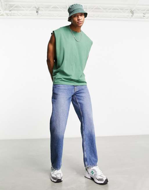 ASOS Actual - Oversized hemd met cirkelvormige logoprint op de achterkant in groen, 4 van 4