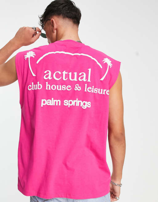 ASOS Actual - Oversized hemd met gezondheids- en welzijnsprint op de achterkant in roze