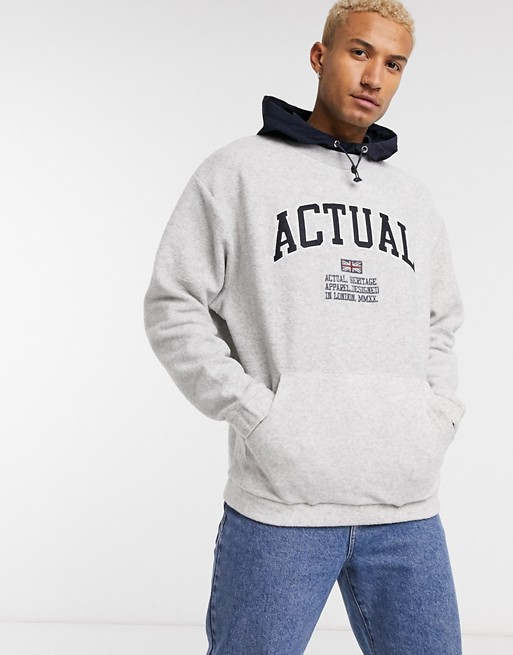 ASOS Actual oversized hoodie in fleece with nylon hood and logo