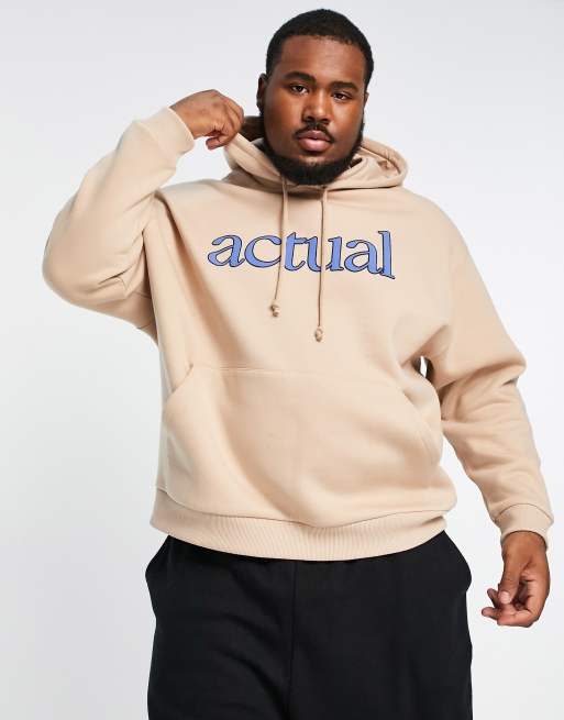 ASOS Actual - Oversized hoodie met grote print op de achterkant in crème, 2 van 4