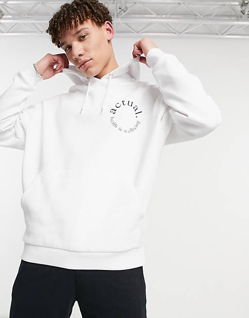 ASOS Actual oversized hoodie with green circle logo chest print in white |  ASOS