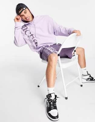 Asos Actual Oversized Hoodie With Health And Wellbeing Logo In Lilac - Part Of A Set-purple In Purple