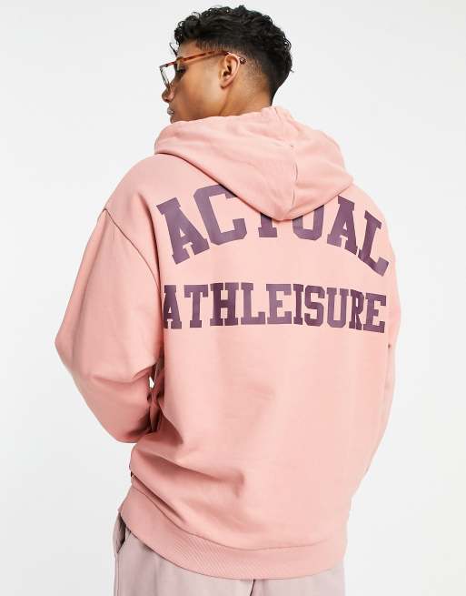 ASOS Actual oversized hoodie with logo back print in rose pink ASOS