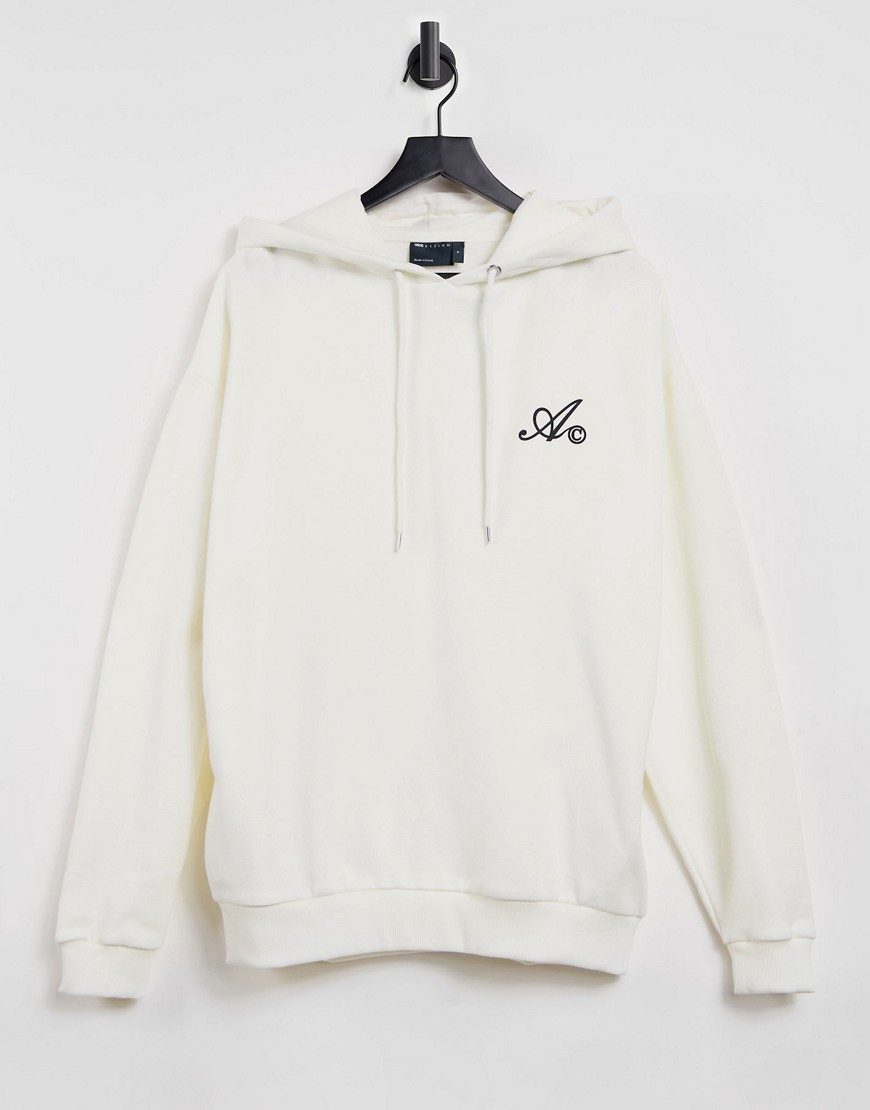 Asos Actual Oversized Hoodie With Script Print In Soft Gray-grey