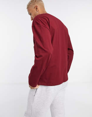 dark red long sleeve shirt