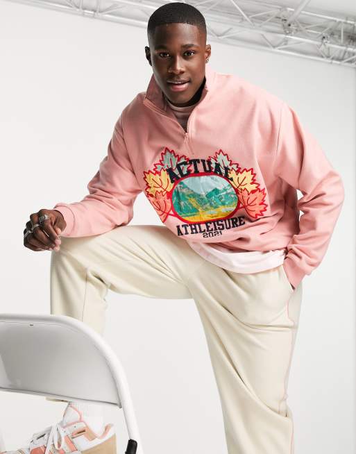 Pink quarter zip clearance sweatshirt