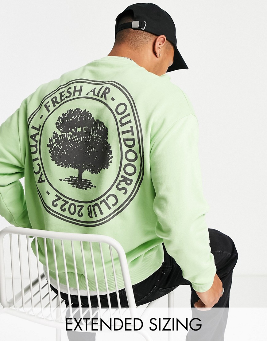 ASOS Actual oversized sweatshirt with fresh air print in green